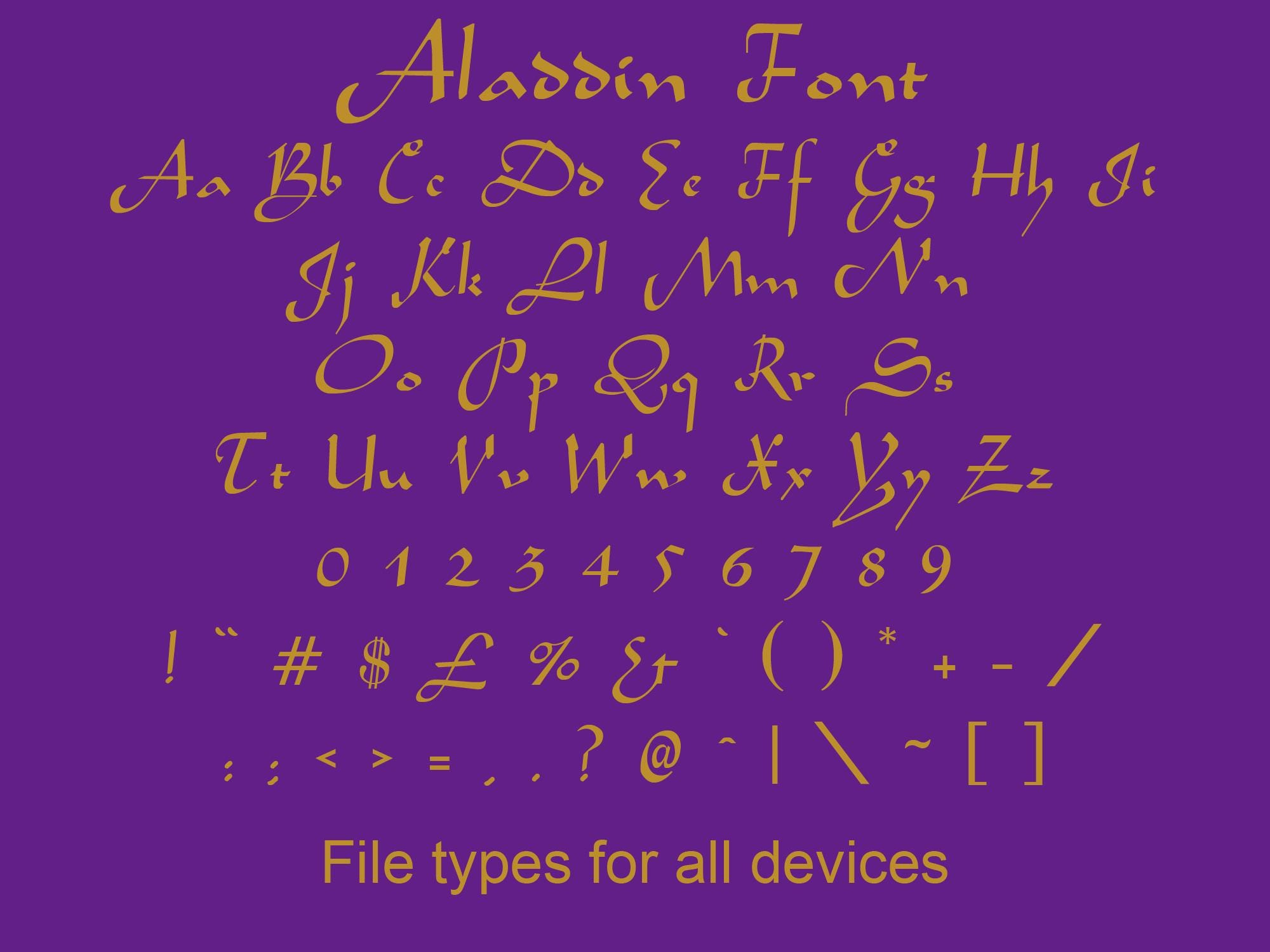 Aladdin Font | svg | ttf | otf | eps | cricut & silhouette | word | crafting | creating | ideas