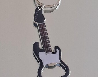 Gitarren-Schlüsselanhänger Mit Flaschenöffner – Silberfarben, Musik-Geschenk Für Väter & Musiker