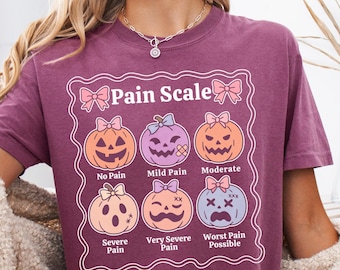 Comfort Colors Halloween Nurse Shirt, Pain Scale Fall Pumpkin Nurse T-Shirt, RN Shirt, Registered Nurse Shirt, Nicu Nurse, Pediatric Nurse
