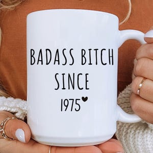 Custom Year 50th Birthday Gift Mug for Women, Mom 50th Birthday Mug, Personalized Special Birthday Gifts Fun Custom BDay Funny 50th Mug 1975