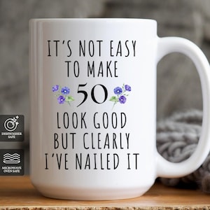 Custom Year 50th Birthday Gift for Women, 50th Birthday Mug, Personalized Birthday Gifts Funny 50th Mug 1975, Custom Gift 50 Year Old Women
