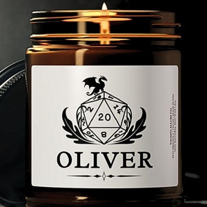 Custom Name DnD Dungeon Master Candle Gift, Personalized DnD Christmas Gifts, Gamer DnD Gift, Dungeons and Dragons DM Candle, Funny Candles