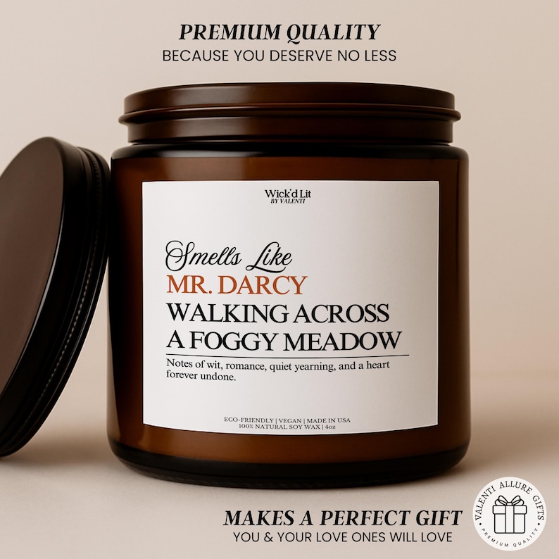 Mr Darcy Book Lover Candle, Funny Book Lover Gift, Pride and Prejudice, Jane Austen Gifts, Book Candle, Bookish Gift for Book Reader C-084 image 3