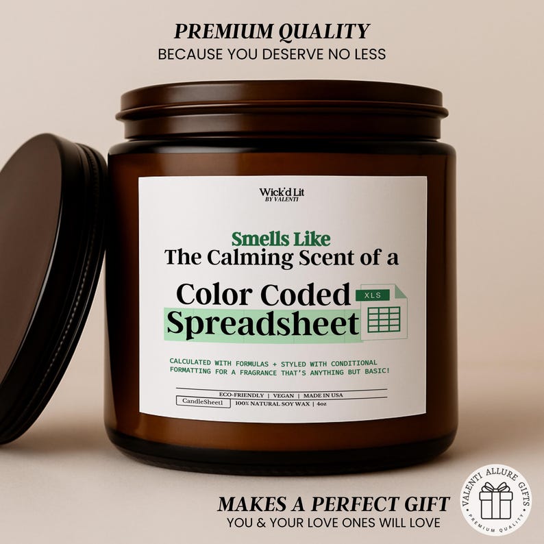 Photo inspiration: Gallery Detail: The Calming Scent Of A Color Coded Spreadsheet Candle Funny