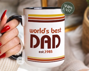 Retro First Time Dad Gift From Wife Mug Gifts For 70's 80's Dad Personalized Boyfriend Husband Dad Mug, Pregnancy Reveal First Time Dad M10