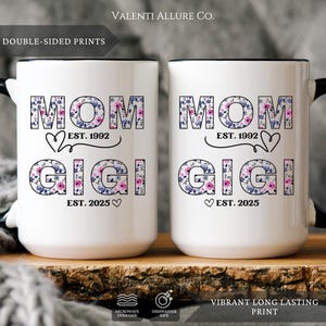 Personalized Grandma Mug Gift New Grandma Mug Est Gift Mug, Custom Future Gigi Pregnancy Announcement Present First Time Nana Mimi Cup Gifts