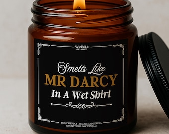 Mr Darcy Book Lover Candle, Pride and Prejudice geïnspireerd cadeau, Jane Austen leesgrage kaars, decor romantische lezer, literair cadeau C-167