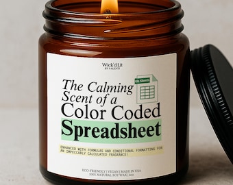 The Calming Scent of a Color Coded Spreadsheet Humor Candle, Custom Office Data Gifts, Funny Accountant Gift, Data Analyst Gift CPA C-116