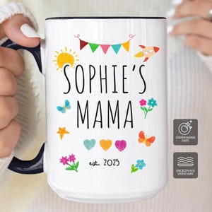Personalized Floral Mama Mug Gift, New Mom Gift Ideas, Mothers Day First Time Mom Gift, New Parent Gift, Mommy Coffee Mug, Childs Name Gifts