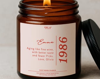 Vela de cumpleaños personalizada, regalo para el 40.º cumpleaños, divertida vela personalizada para ella, regalo de cumpleaños divertido para mujeres, regalos para un hito de 1975