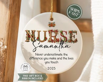 Nurse Appreciation Ornament Gift Personalized Nurse Ornament Nurse Thank You Ornament Nursing School Student Gift Nurse Keepsake Gift CO-44