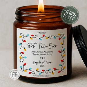 Beste Team aller Zeiten Kerze, Mitarbeiteranerkennungsgeschenk, personalisierte Teamkerze, Büroangestellte Geschenk, kundenspezifische Abteilungskerze, Teamgeschenk C-089