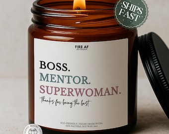 Personalized Boss Mentor Super Woman Candle, Gift for Boss, Supervisor Gift, Mentor Appreciation Gift, Work Promotion Gift, Supervisor Gifts