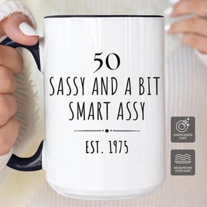 Custom Year Age Name 50th Birthday Gift Mug for Women, 50th Birthday Mug, Personalized Special Birthday Gifts Custom Funny 50th Mug 1975