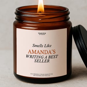 Author Gift She's Writing A Bestseller Custom Candle Aspiring Poet Writer Gift Candle Personalized Care Package Writer's Author Gift C-002