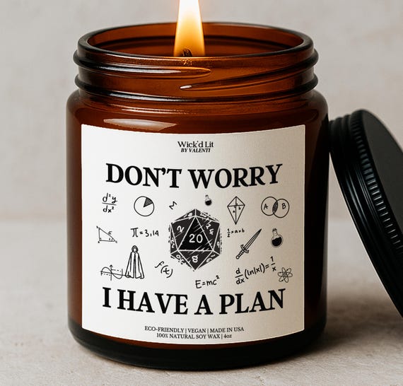 DnD Dungeon Master Candle, Don't Worry I Have A Plan DnD D20 Candles, Gamer Geschenk Weihnachten, Dungeons and Dragons DM Candle C-235