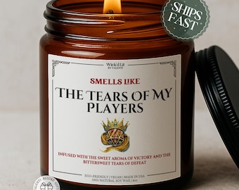 Vela de Dungeon Master de D&D, Regalos de Navidad, Huele a las lágrimas de mis jugadores, Regalo para gamers, Vela de DM de Dungeons & Dragons, Velas divertidas