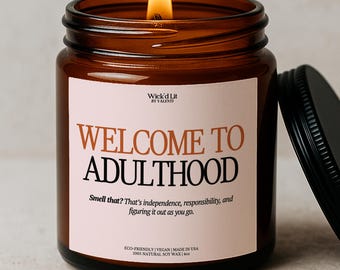 18e verjaardag kaars cadeau, welkom bij volwassenheid kaars, grappig 18e verjaardagscadeau, 18e verjaardag cadeau, achttiende verjaardagscadeau C-311