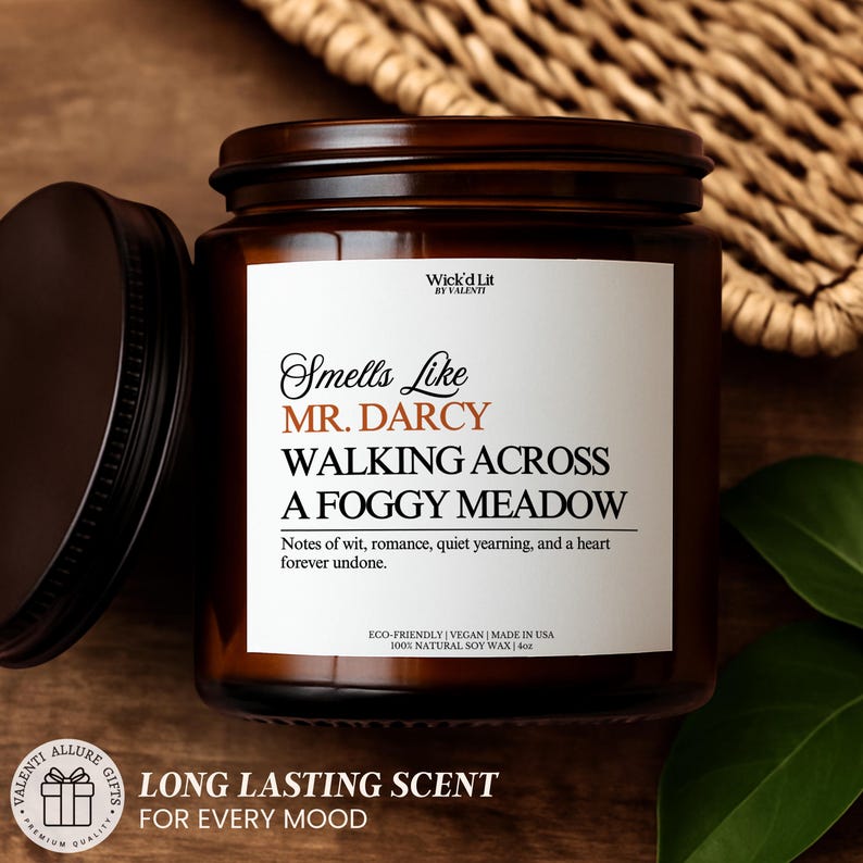 Mr Darcy Book Lover Candle, Funny Book Lover Gift, Pride and Prejudice, Jane Austen Gifts, Book Candle, Bookish Gift for Book Reader C-084 image 2