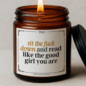 Good Girl Reader Candle, Sit the Fuck Down and Read, Smut Lover Gift, Funny Spicy Book Candle for Avid Readers, Dark Humor Decor Gift C-141