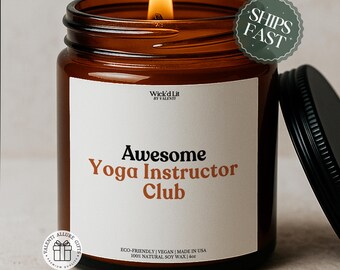 Vela de instructor de yoga, vela genial para el club de instructores de yoga, regalo divertido para profesores de yoga, vela de yoga personalizada, regalo de bienestar para instructores C-099