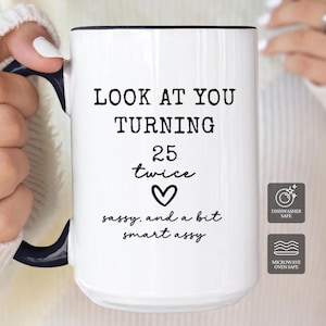 Personalized 50th Birthday Gift Mug, Birth Flower 50th Birthday Mug, Sassy Gifts Funny 50th coffee cup 1975, Custom Gift For 50 Year Old