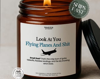 Lustige Pilotenkerze, schauen Sie sich an, fliegende Flugzeugkerze, Luftfahrt Geschenk für ihn, Piloten Humor Geschenk, Flugzeugliebhaber Kerze, Flugzeugbesatzung Geschenk C-107