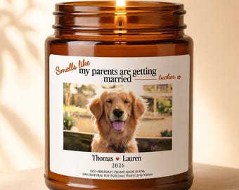 Regalo di fidanzamento personalizzato per animali domestici, candela "I miei genitori si sposano", regalo di fidanzamento per cani, ricordo di nozze per animali domestici per la coppia di novelli fidanzati C-603