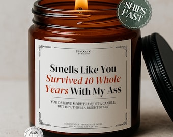 10th Anniversary Gift Candle 10 Year Anniversary Gifts Ten Year Anniversary Gift Funny Boyfriend Him Girlfriend Fun Wife 10 Anniversary Gift