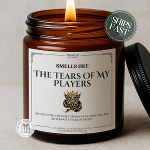 DnD Dungeon Master Candle, Christmas Gifts, Smells Like the Tears of My Players, Gamer Gift, Dungeons and Dragons DM Candle, Funny Candles