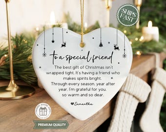 Custom Friend Ornament Keepsake Personalized Friendship Ornament Neighbors Ornament Gift Friendship Keepsake Bff Appreciation Ornament HO-09