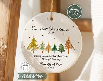 Family Of Six Christmas Ornament Personalized New Baby's First Christmas Ornament First Family of 6 Ornament Custom New Parent Gift CO-39