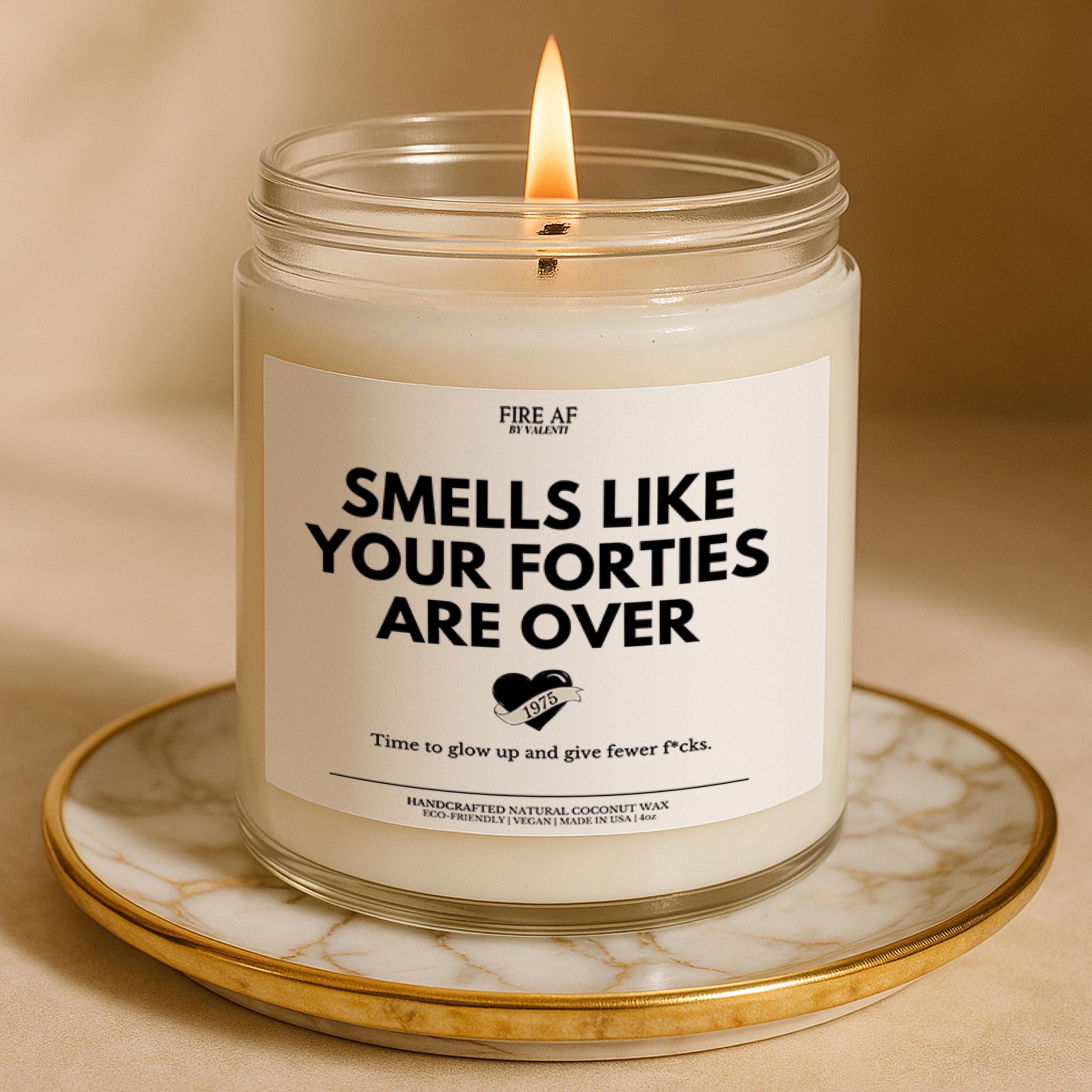 Funny 50th Birthday Candle, Smells Like Your Forties Are Over, Gag Gift for Women, Custom Year Candle, Milestone Gift, Custom Scent Label