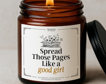 Vela "Difunde esas páginas como una buena chica", regalo para lectores obscenos, amante de los libros románticos picantes, decoración literaria romántica oscura, regalo divertido de Booktok C-144