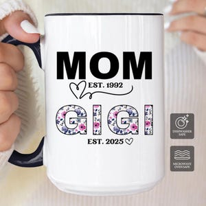 Personalized Grandma Mug Gift New Grandma Mug Est Gift, Custom Grandma Future Gigi Pregnancy Announcement, First Time Nana Mimi Cup Gifts