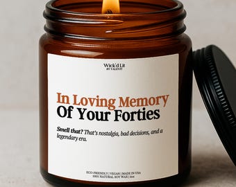 Vela "En memoria de tus cuarenta", regalo divertido para el 50 cumpleaños, regalo de broma para cumplir 50, regalo sarcástico con humor para amiga o hermana (C-386)