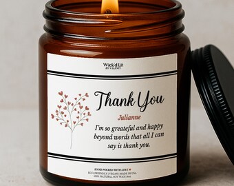 Thank You Candle Personalized Gift, Employee Appreciation Candle, Thank You Gift for Coworker Teacher Friend, Custom Name Soy Candle C-024