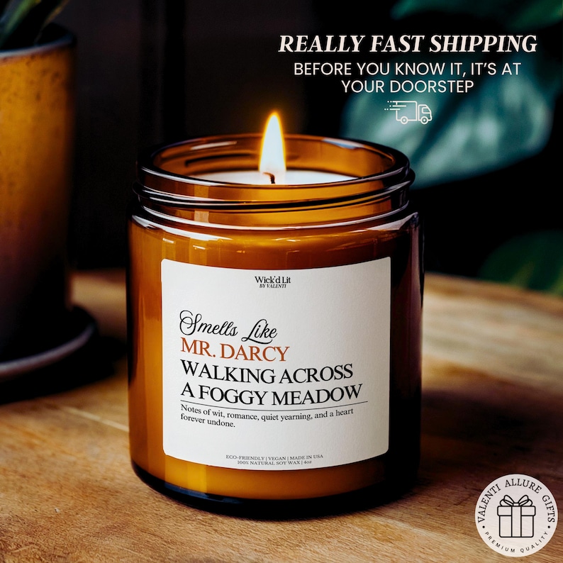 Mr Darcy Book Lover Candle, Funny Book Lover Gift, Pride and Prejudice, Jane Austen Gifts, Book Candle, Bookish Gift for Book Reader C-084 image 4