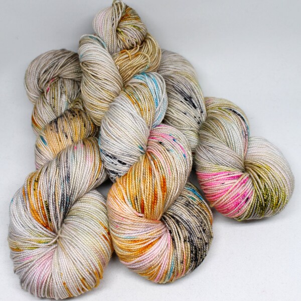 Hand Dyed Sock Yarn - SW Sock 80/20 - Superwash Merino Nylon - 400 yards - Combat Boots and Baby Doll Dresses