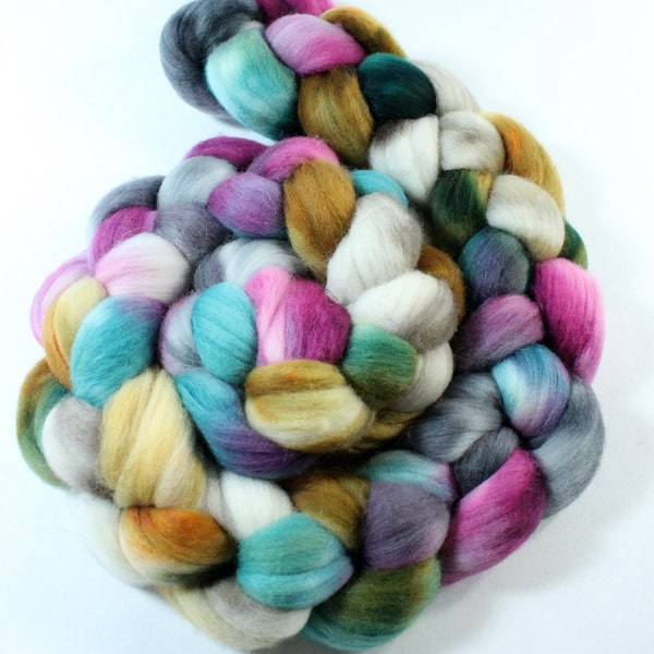 Merino Wool Roving - Hand Painted - Hand Dyed for Spinning or Felting - 4oz - Feather