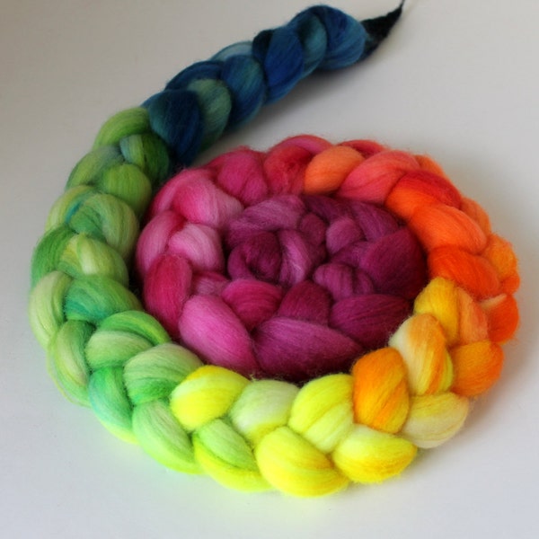 Handpainted Polwarth Wool Top - Wool Roving - Spinning and Felting Fiber - 4ozs - CANDY STORE