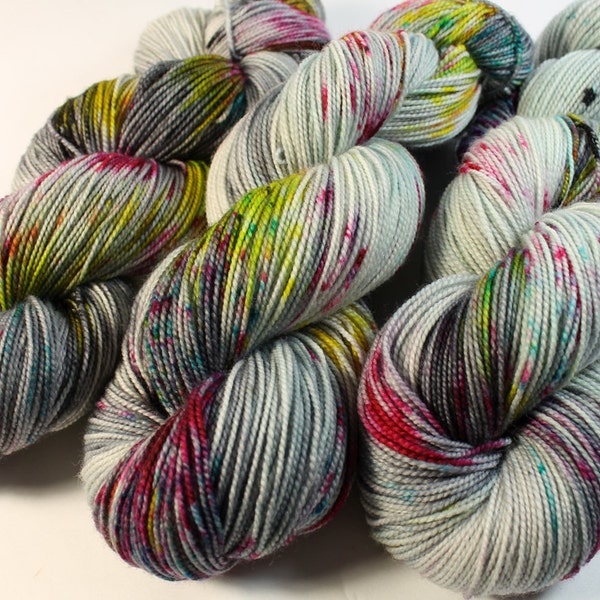 Hand Dyed Sock Yarn - SW Sock 80/20 - Superwash Merino Nylon - 400 yards - Graffiti Overlay