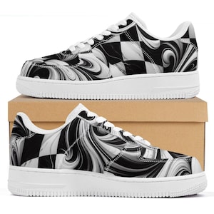 Abstrakt karierte Low Top Sneakers: Unisex Street Style Schuhe