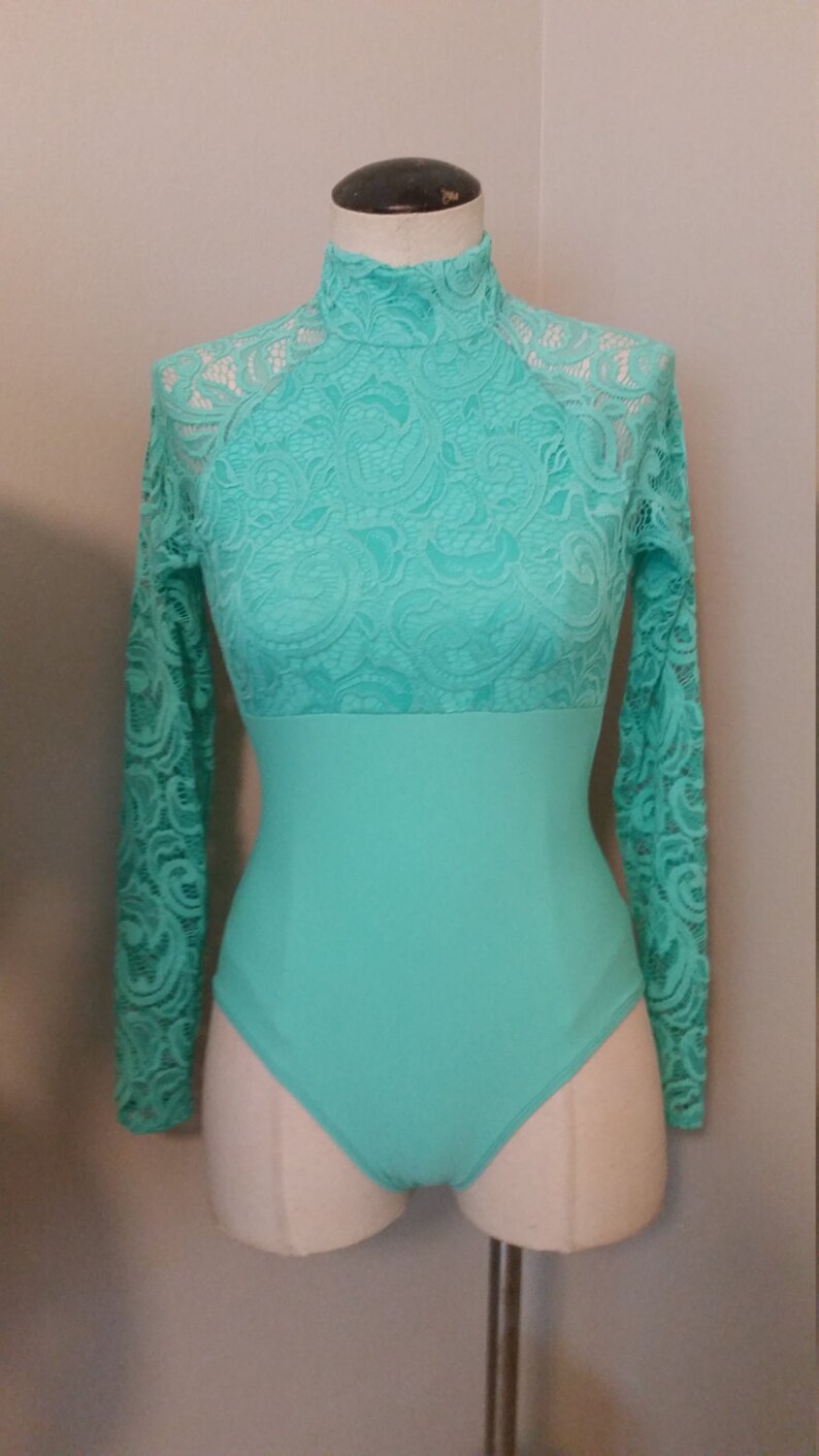 Custom Inked Lycra Halter Leotard Tall Collar Low Back main image 1