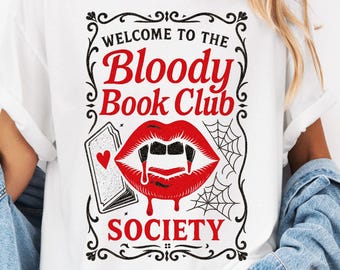 Bloody Book Club tee-shirt fantaisie halloween | bookworm tee-shirt Readers Tee Shirt | Tee Shirt Witchy vampire tee shirt fantasy tee shirt