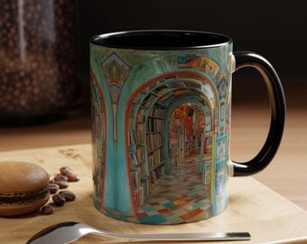 3D Library Mug | book lover gift mug|Book Fans Book Shelf |book mug read |Floral book mug |book lover mug |bookish book mug|Book Reading Mug