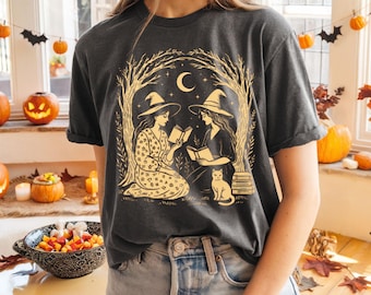 Witch Halloween tee For Book Lovers tee | Shirt For Readers Oversized Book Tee |Witch shirt fall tee bookworm tee shirt witchcraft tee shirt