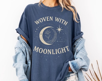 Woven Moon tee shirt for hot girls tee shirt | Tee Shirt Witchy Mystic Tee Shirt | Witchy Tee Shirt Practical Magic Tee Shirt | Bookish
