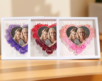 Photo Flower Shadow Box, Mom Heart Flower Box, Flower Box dla Mamy, Babcia Nana, Znak Prezentu dla Mamy, Mama i Córki, Pomysł Na Prezent Dla Mamy, Prezent Dla Matki