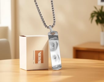 Collar de ojo personalizado, collar con foto grabada para él/ella, collar con imagen, regalos para el Día del Padre, regalos para novio, collar de pareja